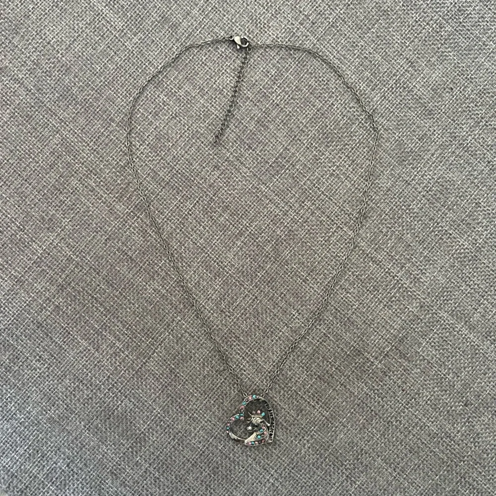 Unicorn & Heart Pendant Necklace with Crystal Accents You Are Magical” Engraving